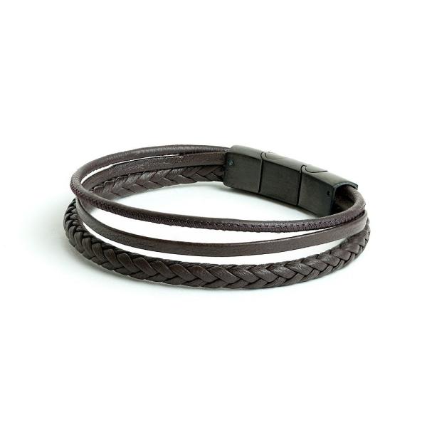 Dreifaches Armband mit braunem italienischem Nappaleder - Arte Brown